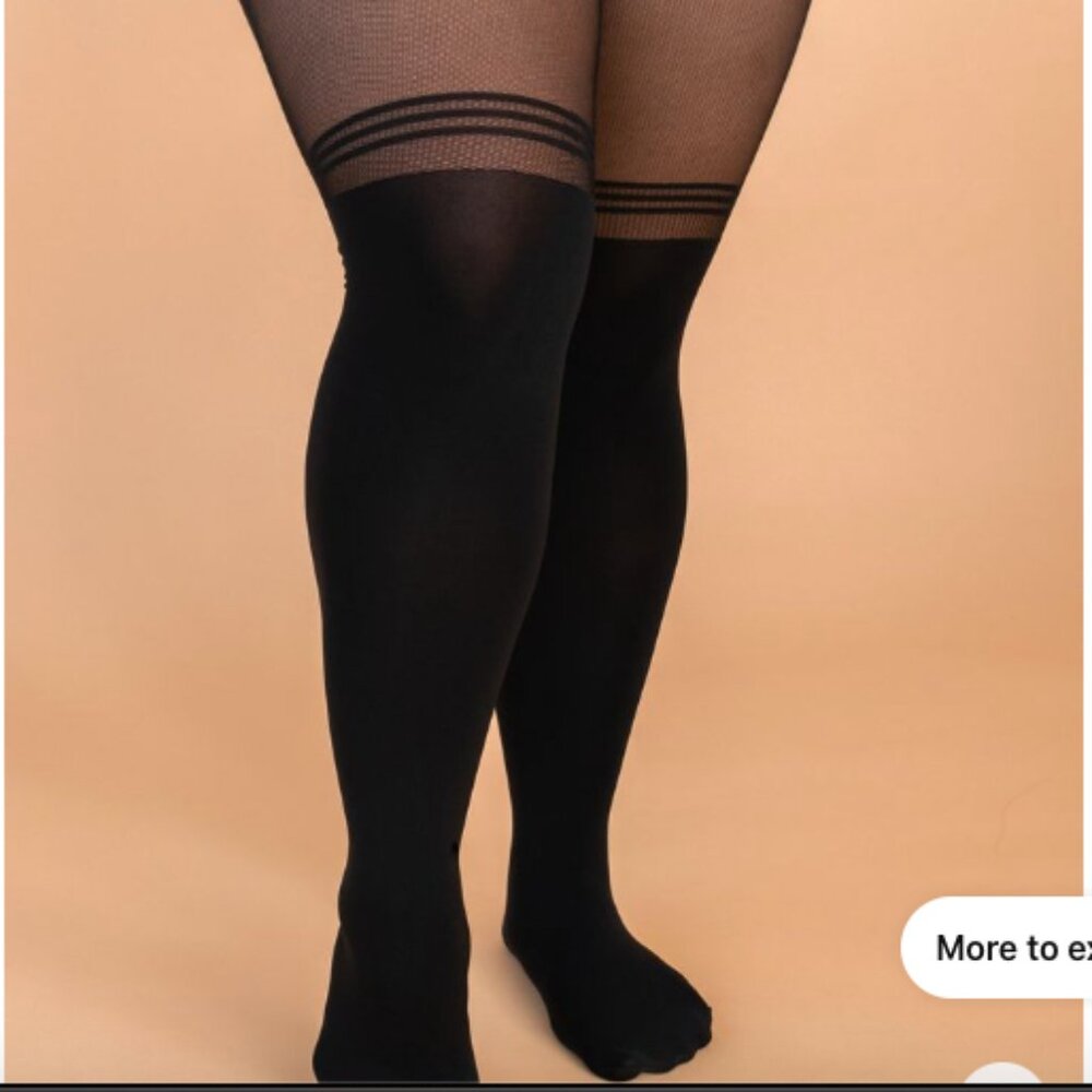 From Rachel Over the Knee Striped Fishnet tights